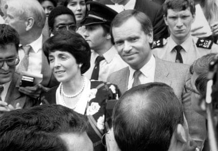 Jeffrey Archer and his wife Mary after his victorious libel case in the High Court against the Daily Star in 1987.