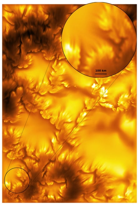 A magnified area of one of the latest images of the sun’s surface