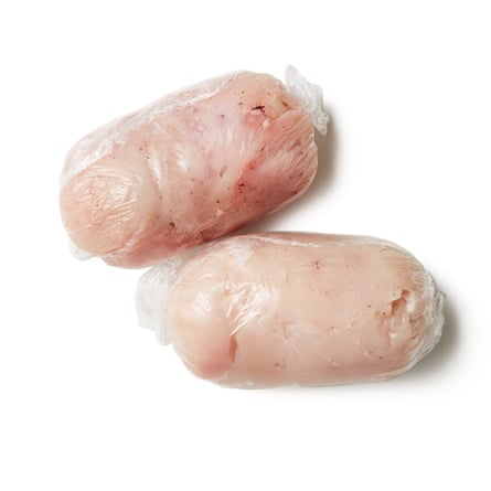 Put the two clingfilm-wrapped rolled breasts in the freezer for at least two hours; take them out an hour before you want to cook them.