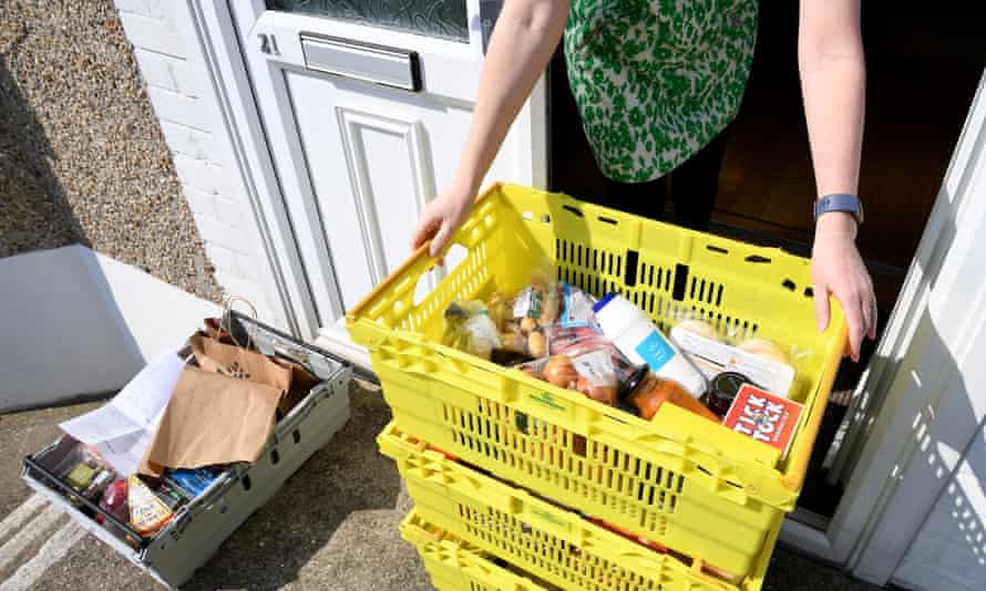 A supermarket delivers to a house during the coronavirus lockdown.
