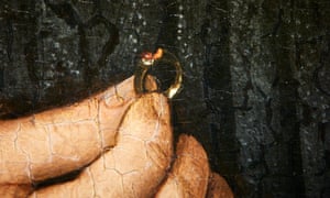 Alchemy … a lcose-up view of the Portrait of Jan de Leeuw, 1436.