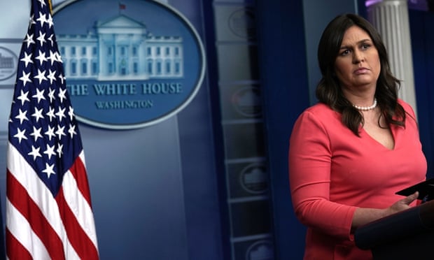 Sarah Sanders conducts a White House daily news briefing on Monday. There have been no briefings since.