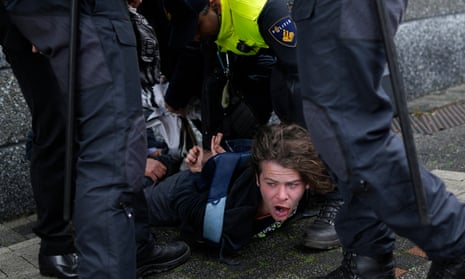 Demonstrators detained by police