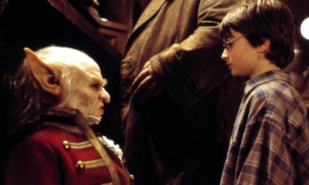 Verne Troyer and Daniel Radcliffe, right, in Harry Potter and the Philosopher’s Stone, 2001.