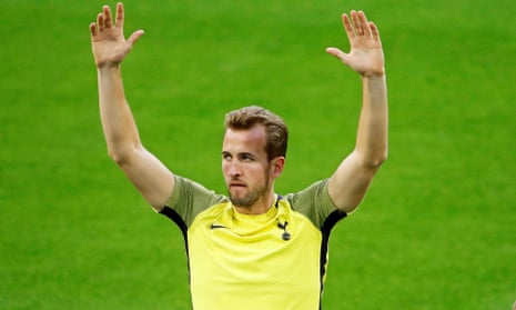 Harry Kane trains at the Bernabéu before Tottenham’s Champions League game against Real Madrid, who have been linked with the England striker.