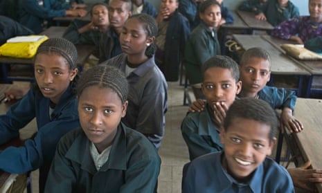 Schoolchildren in class in Ethiopia.