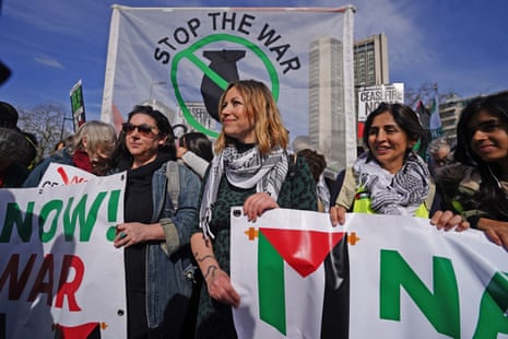 Charlotte Church (centre) takes part in a pro-Palestine march in central London on Saturday during a national demonstration for a ceasefire in Gaza.