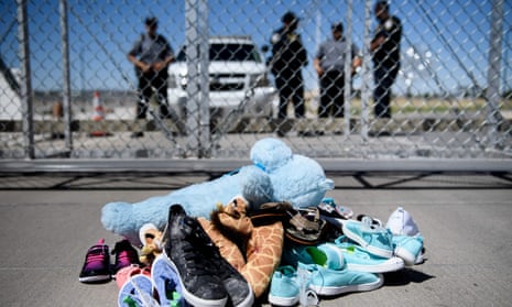Shoes and toys left behind by children separated from their parents at the Tornillo port of entry, Texas. 