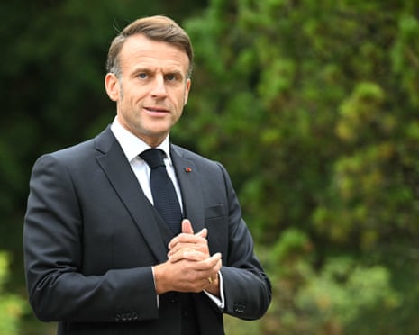 French president Emmanuel Macron looks on at the Senningen Castle in Luxembourg on 3 October 2025.