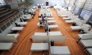Beds are seen at a temporary field hospital set up in a sports complex by Medecins Sans Frontieres (MSF) during the coronavirus disease (COVID-19) outbreak in Khayelitsha township near Cape Town, South Africa, July 21, 2020.
