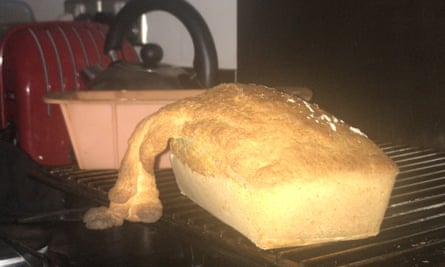 Funny baking fail stuck bread in pan