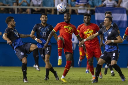Ghana’s Iñaki Williams at the centre of the action against Nicaragua.