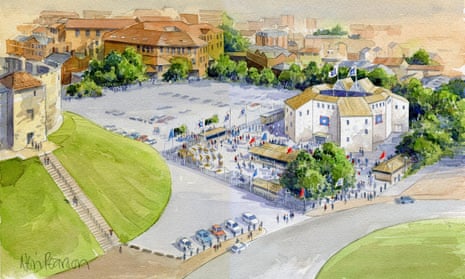 Coming up roses … an artist’s impression of the pop-up Shakespeare theatre in York