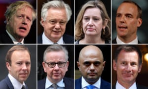 Clockwise from top left: Boris Johnson, David Davis, Amber Rudd, Dominic Raab, Jeremy Hunt, Sajid Javid, Michael Gove and Matt Hancock.