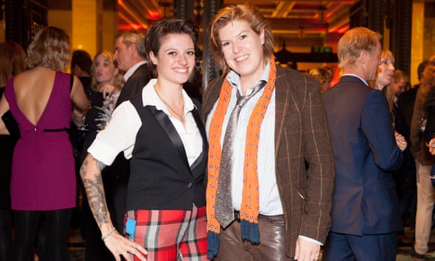 Jack Monroe after winning best food blog at the Observer Food Awards in 2014, with then partner Allegra Mcevedy.