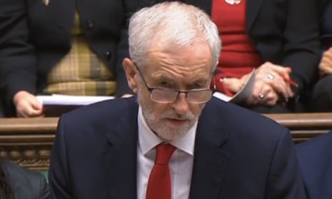 Jeremy Corbyn speaks during prime minister’s questions in the House of Commons