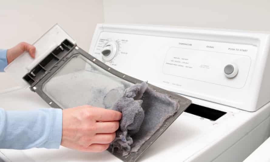 Lint filter being cleaned