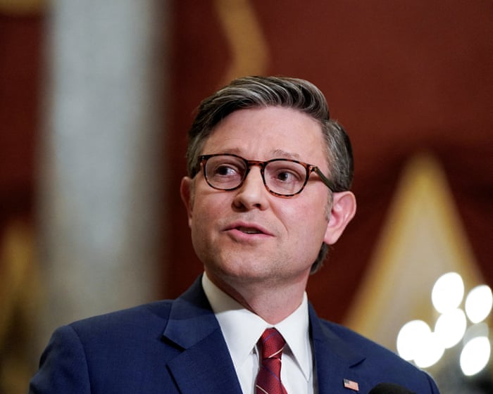 Mike Johnson says he’ll back release of Epstein files while calling House vote a ‘desperate attempt’ by Democrats – US politics live
