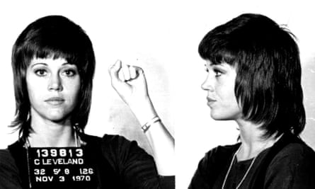 ‘I raised my fist for the mugshot’. That police photograph of Fonda’s 1970 arrest in Cleveland, Ohio.