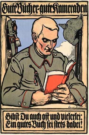 A poster of a man reading a book