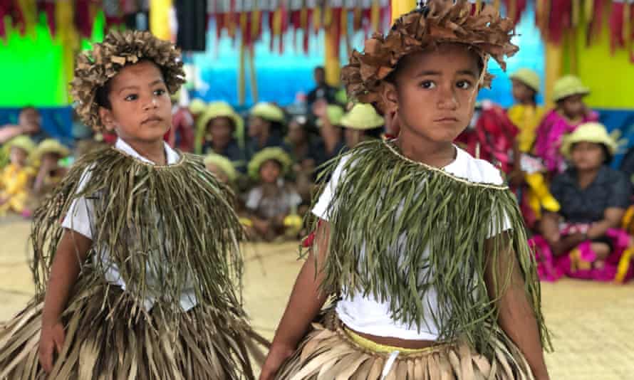 Tuvaluan children sing a welcome for Pacific leaders