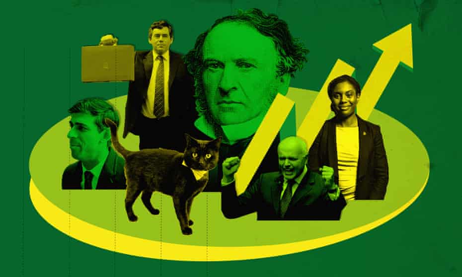 From left: Rishi Sunak, Gordon Brown, Gladstone the cat, William Ewart Gladstone, Iain Duncan Smith’s joy at the 2015 budget and Kemi Badenoch.