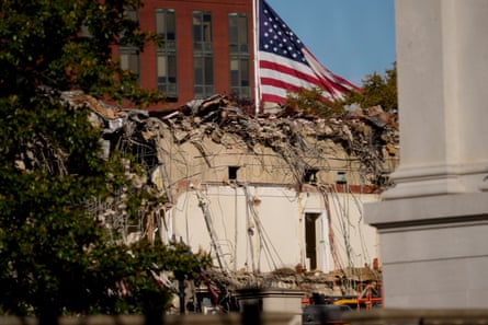 Demolished white house wall