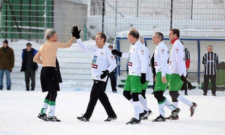 Donald Tusk playing football