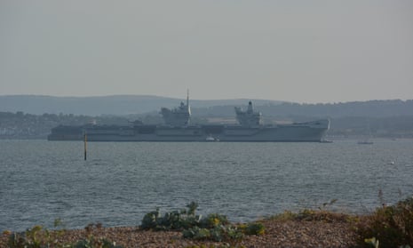 HMS Prince of Wales returns to the Solent off Portsmouth after breaking down off the Isle of Wight.