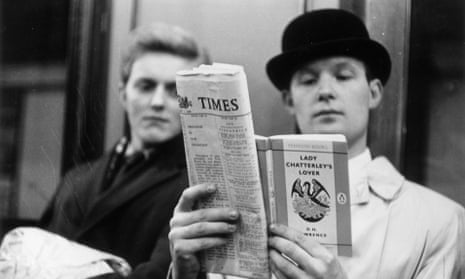 Photographer George Freston poses as a passenger on the London underground on the day in November 1960 that Lady Chatterley’s Lover went on general sale