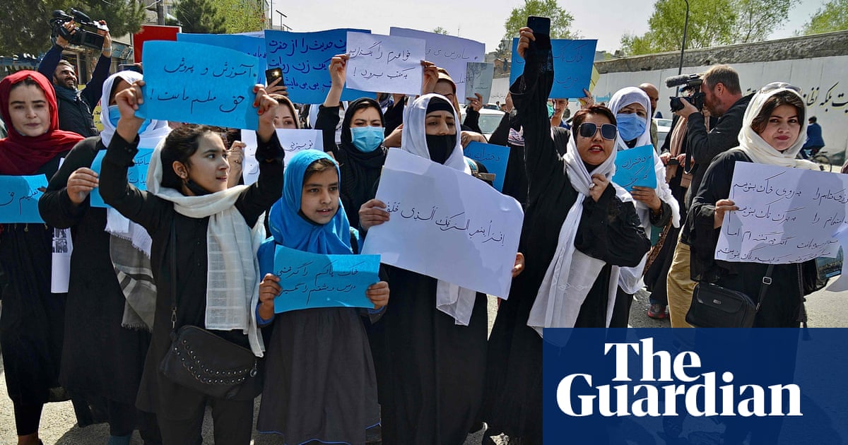 ‘Open the schools’: Afghan girls protest in Kabul for right to education