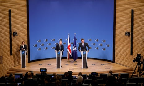 Starmer and Rutte speaking at a press conference in Brussels.
