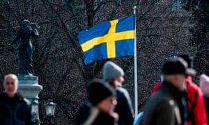 The Swedish flag in Stockholm during the the Covid-19 pandemic