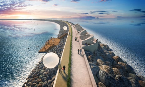 An artist’s impression of the Swansea Bay tidal lagoon project. 