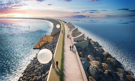 An artist’s impression of the tidal lagoon at Swansea Bay.