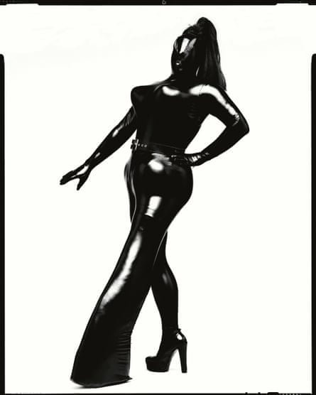 Leigh Bowery in a full-length rubber suit