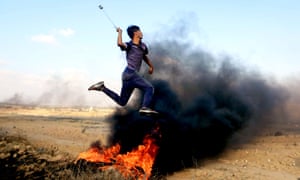 Palestinian with a slingshot