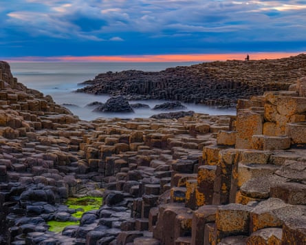 General view of the basalt columns seen at dusk