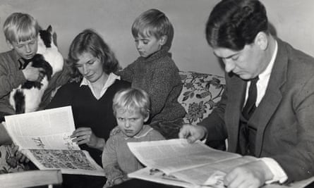 Martin Amis as a child, centre, with his family: from left, his brother, Philip, mother, Hilly, sister, Sally, and father, Kingsley.