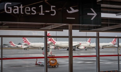 Virgin Australia aircraft at T2 Perth domestic airport 