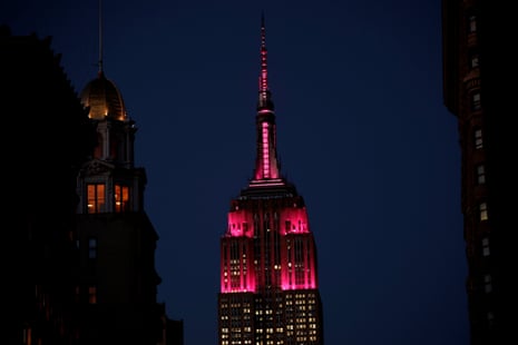 The Empire State Building is seen lit in pink for International Women’s Day in Manhattan, New York, U.S., March 8, 2017. REUTERS/Mike Segar