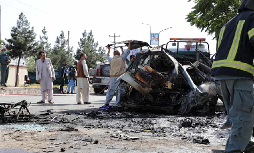 A view from the damaged site after two bombing attacks in Kabul, Afghanistan.