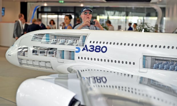 A model of an A380 at the Airbus HQ near Toulouse, France.