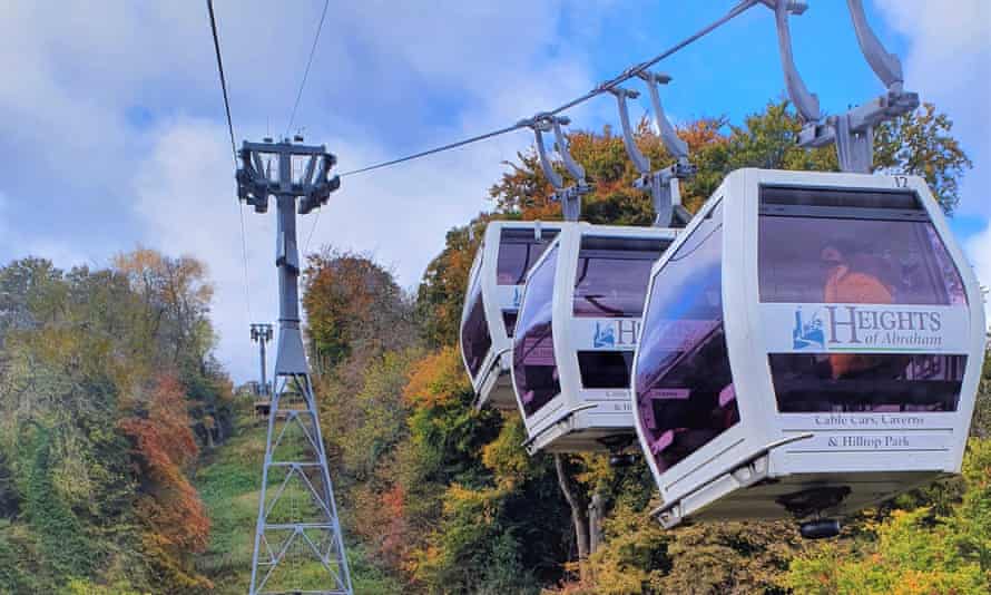 The cable car at the Heights of Abraham country park.