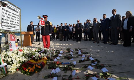 UK and Tunisian officials attend a ceremony marking the first anniversary of the Sousse attack in which 38 tourists died.