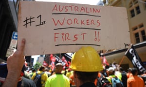 Demonstrators during the ‘Change the Rules’ rally organised by the ACTU in Sydney, 23 October 2018.