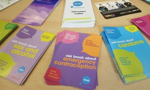 Leaflets on display at the Brook Clinic in Coleraine in Northern Ireland.