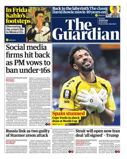 Guardian front page 16 June 2026