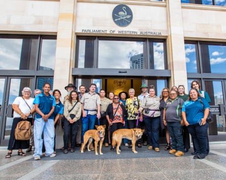 Traditional owners, landholders, conservationists and Defend the Wild pictured at WA parliament, where Moort was screened in February