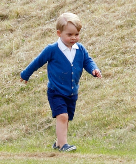 Prince George in his royal-blue cardigan.